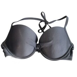 Aerie Black Push Up Twist Halter Bikini‎ Top Underwire 32D NWT